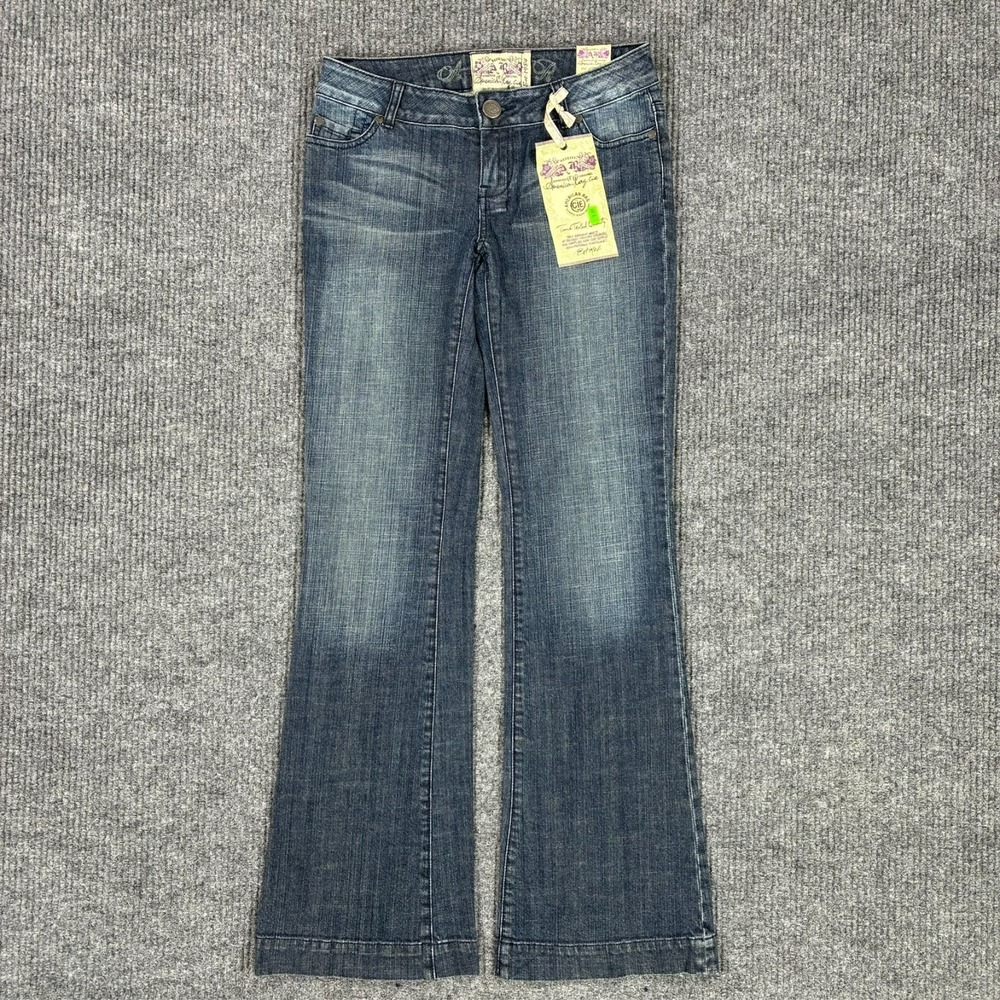 American Rag Cie Womens Flared Jeans Size 3 Blue Low Rise‎ Stretch Y2K Denim